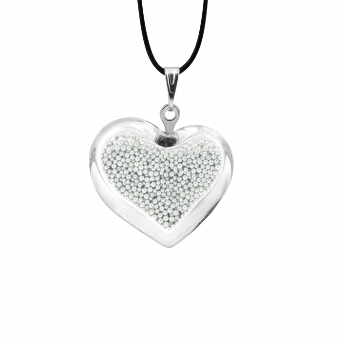 Kettenanhänger - Coeur nano billes Silber