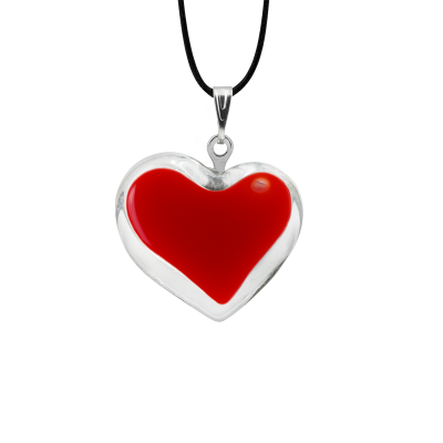 Pendentif en verre soufflé - Coeur nano milk