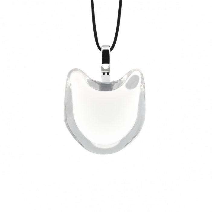 Pendentif en verre soufflé - Chat nano milk Blanc