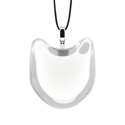 Pendentif en verre soufflé - Chat Medium Milk