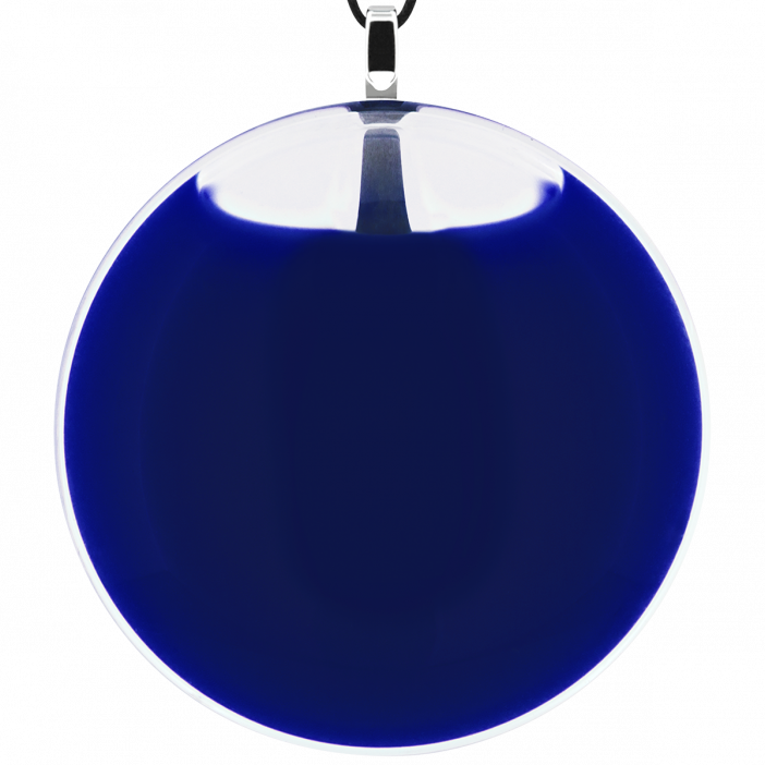 Pendentif en verre soufflé - Galet Giga Milk Bleu Foncé
