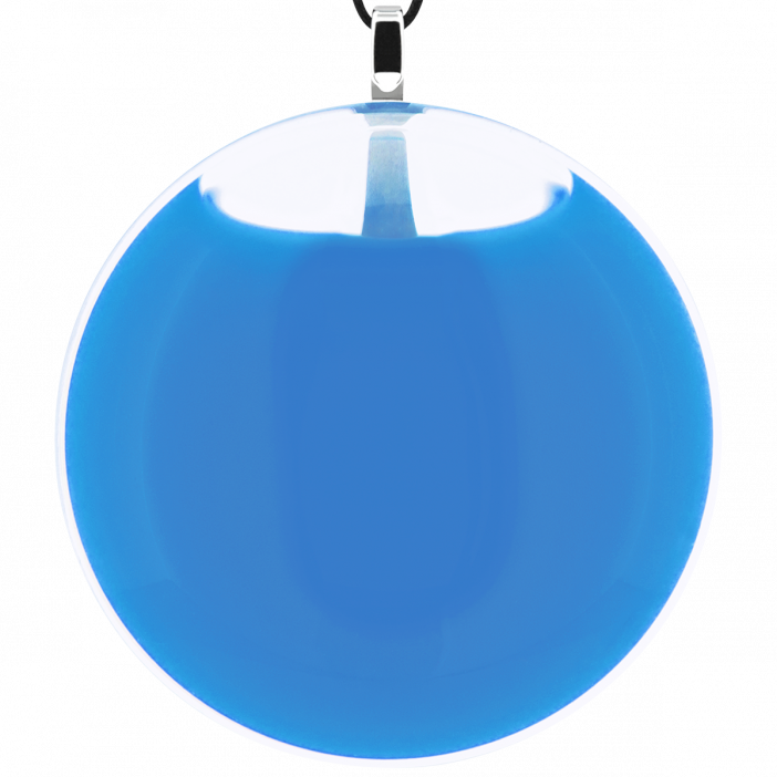 Pendentif en verre soufflé - Galet Giga Milk Bleu roi