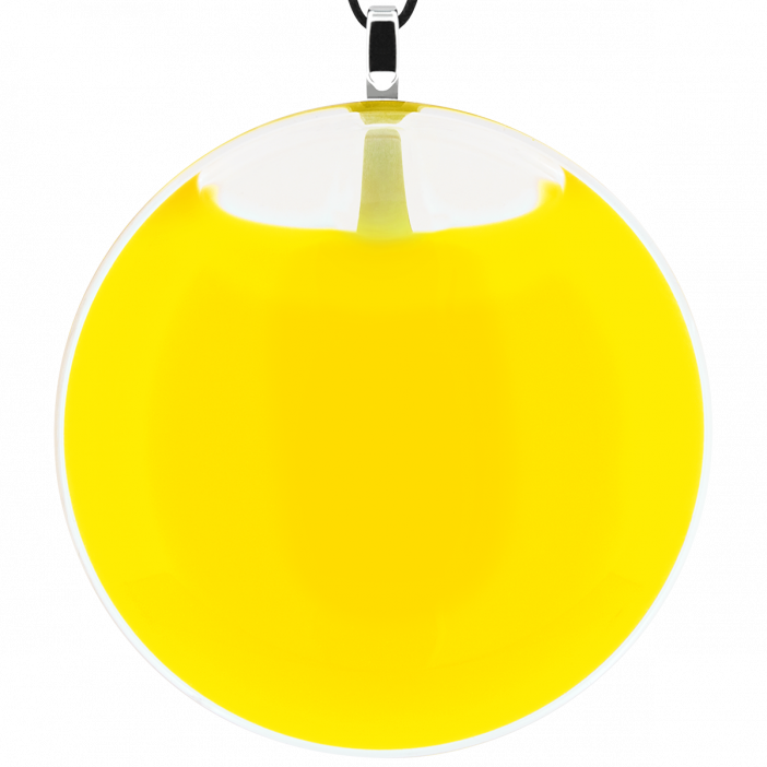 Pendentif en verre soufflé - Galet Giga Milk Jaune