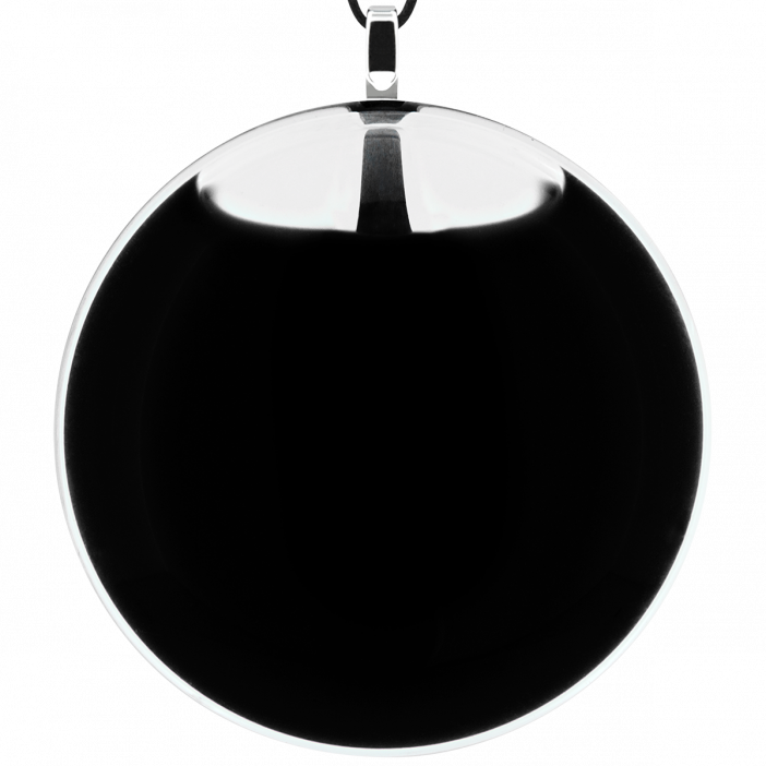 Pendentif en verre soufflé - Galet Giga Milk Noir