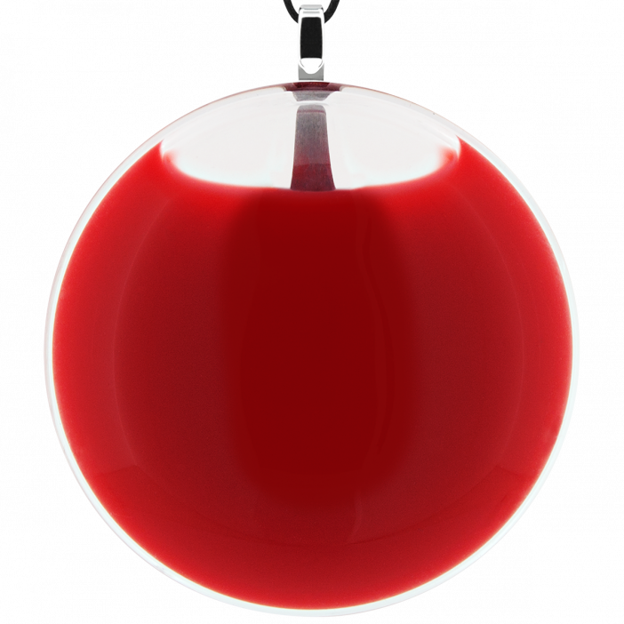 Pendentif en verre soufflé - Galet Giga Milk Rouge clair