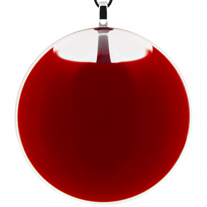 Pendentif en verre soufflé - Galet Giga Milk Rouge foncé