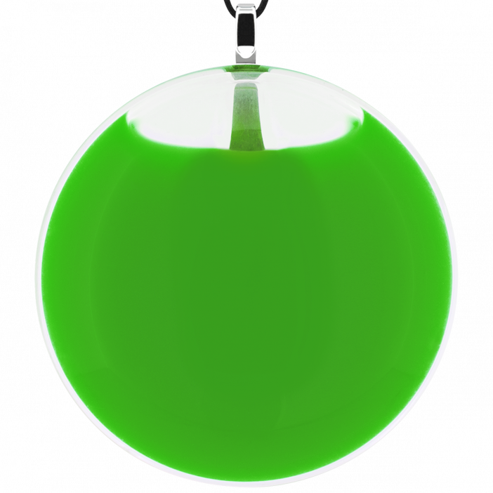 Pendentif en verre soufflé - Galet Giga Milk Vert foncé