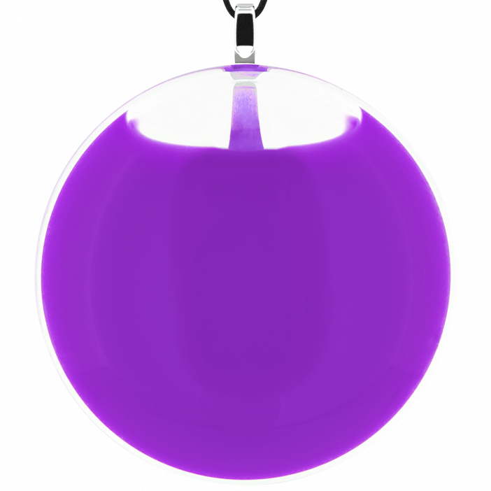 Pendentif en verre soufflé - Galet Giga Milk Violet