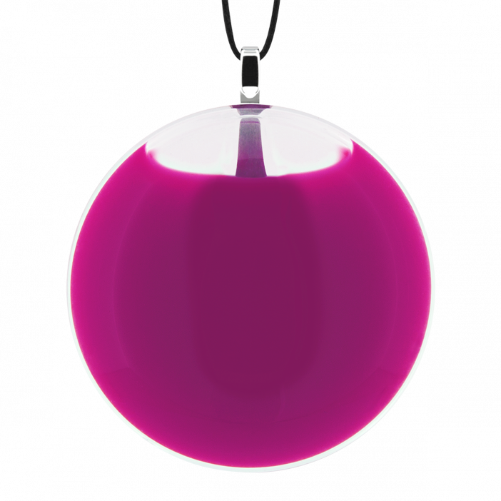 Pendentif en verre soufflé - Galet Medium Milk Fushia