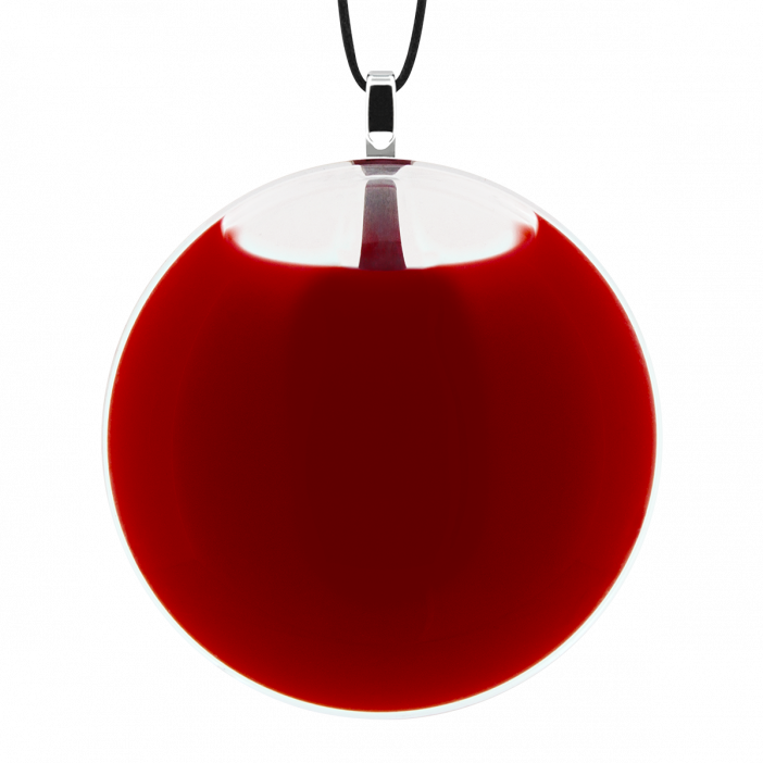 Necklace - Galet Medium Milk Dark red