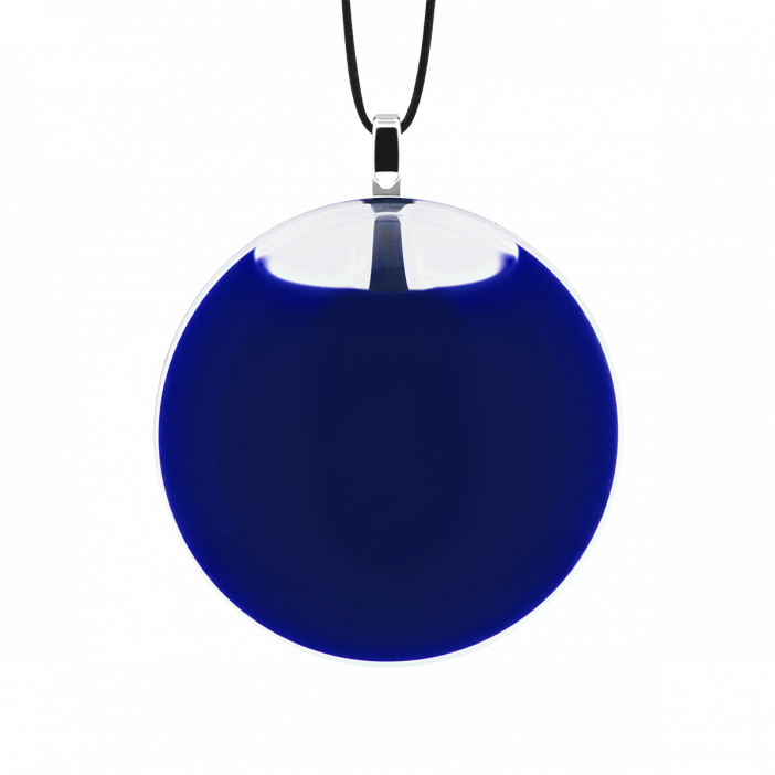 Pendentif en verre soufflé - Galet Mini Milk Bleu Foncé