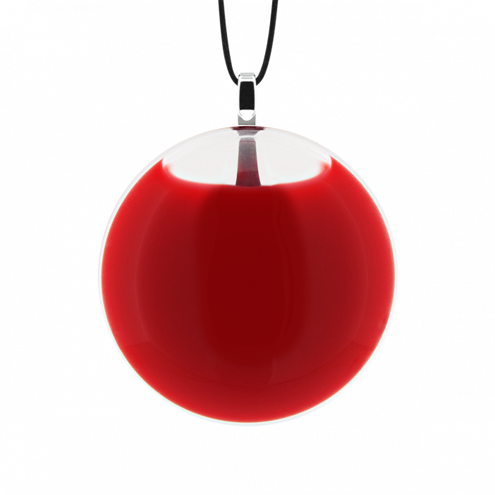 Pendentif en verre soufflé - Galet Mini Milk Rouge clair