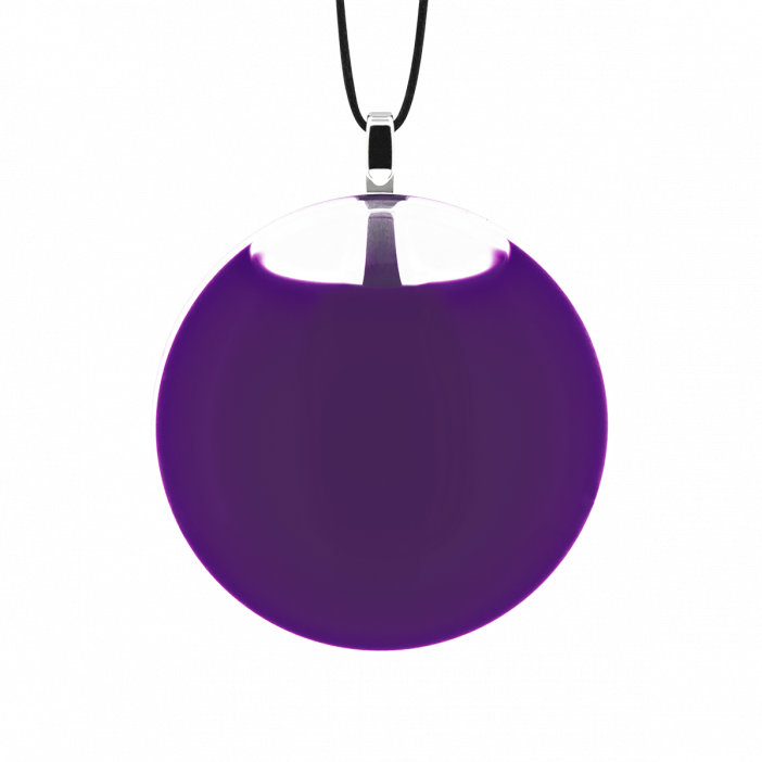 Pendentif en verre soufflé - Galet Mini Milk Violet foncé