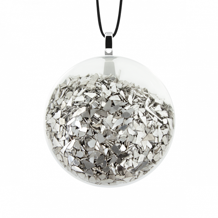 Necklace - Galet Mini Paillettes Silver