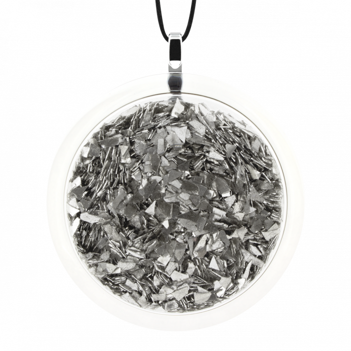 Pendentif en verre soufflé - Cachou Giga Paillettes Argent