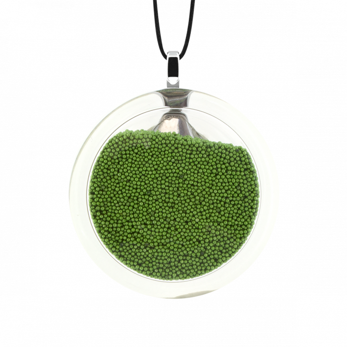 Pendentif en verre soufflé - Cachou Medium Billes Vert