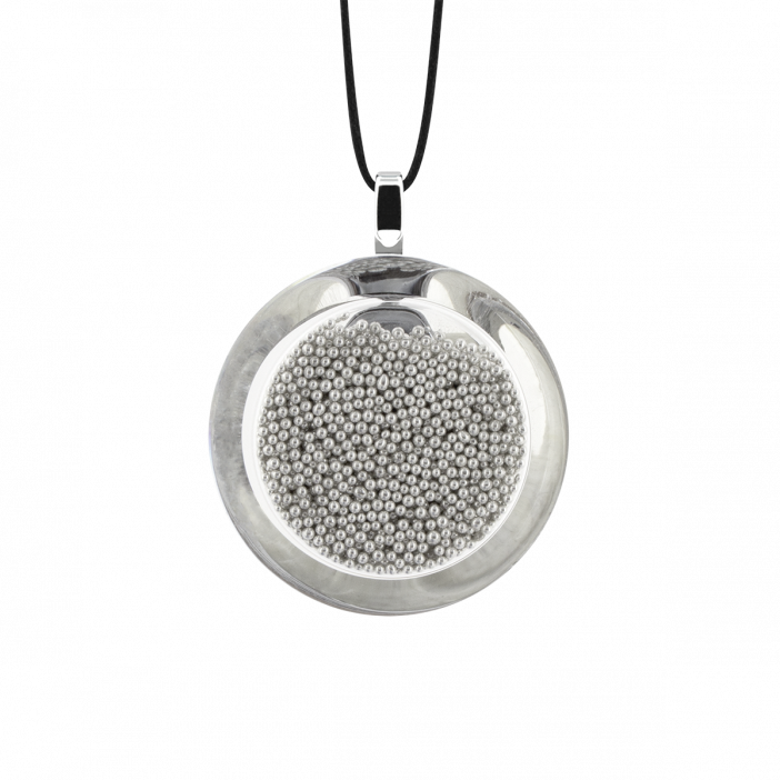 Pendentif en verre soufflé - Cachou Mini Billes Argent