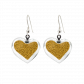 Boucles d'oreilles crochet en verre soufflées - Coeur Billes Or