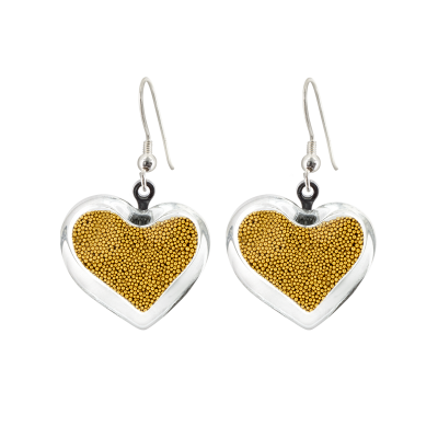 Boucles d'oreilles crochet en verre soufflées - Coeur Billes