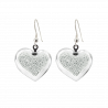 Boucles d'oreilles crochet en verre soufflées - Coeur Billes Argent
