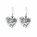 Boucles d'oreilles crochet en verre soufflées - Coeur Paillettes