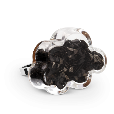 Bague en verre soufflée - Nuage Medium Paillettes