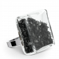 Bague en verre soufflée - Carré Giga Paillettes