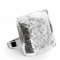 Anello in vetro - Carré Giga Paillettes Nero