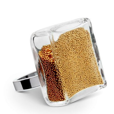 Bague en verre soufflée - Carré Giga Billes