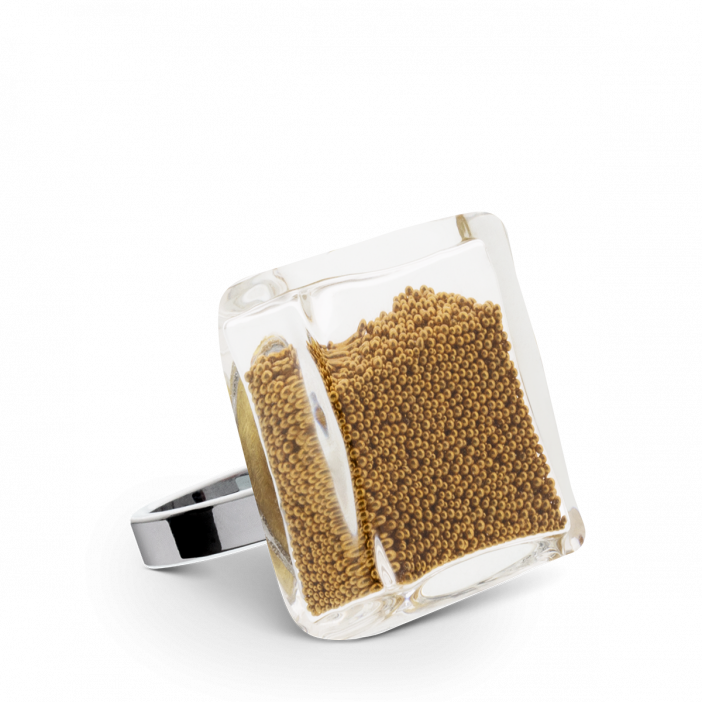 Bague en verre soufflée - Carré Medium Billes