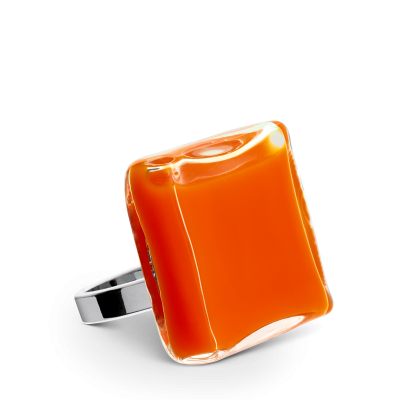 Anello in vetro - Carré Medium Milk
