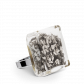 Bague en verre soufflée - Carré Medium Paillettes Noir