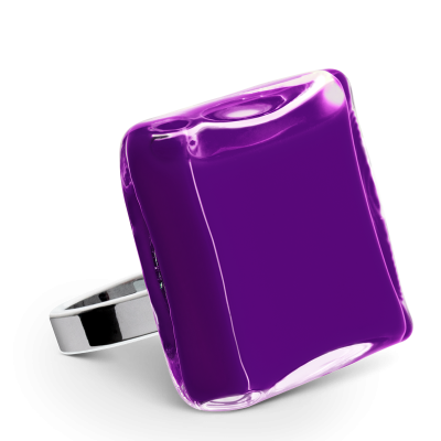 Bague en verre soufflée - Carré Giga Milk