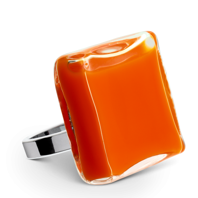 Anello in vetro - Carré Giga Milk