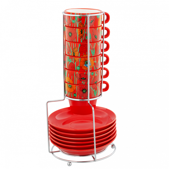 Tour de tasses espresso - Café Coloré Coquelicots