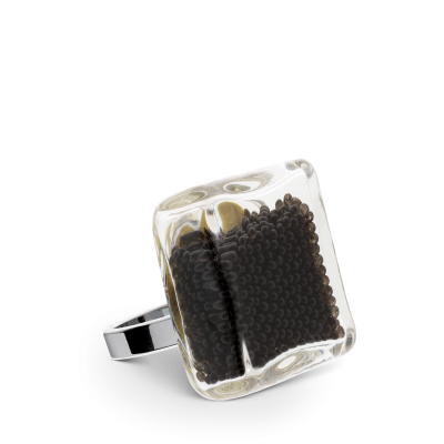 Anello in vetro - Carré Mini Billes