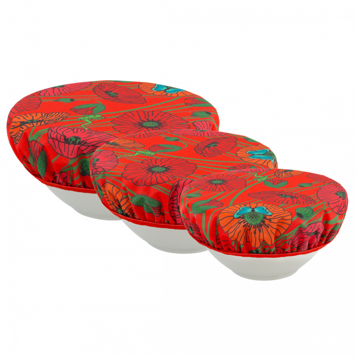 Set of 3 bowls covers - Charlotte Coquelicots