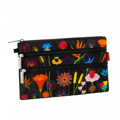 Pochette 3 zips - Zip It - Jardin fleuri
