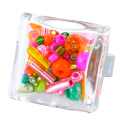 Glass ring - Carré Medium Mix Perles White