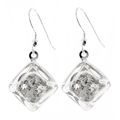 Boucles d'oreilles crochet en verre soufflées - Carré Paillettes