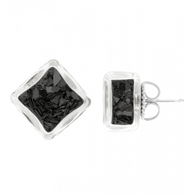 Boucles d'oreilles clou en verre soufflées - Carré Paillettes