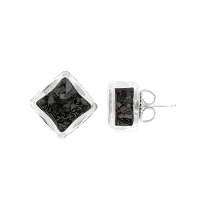 Stud earrings - Carré Paillettes Black