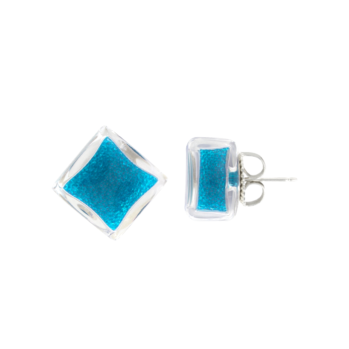 Stud earrings - Carré Billes Royal blue