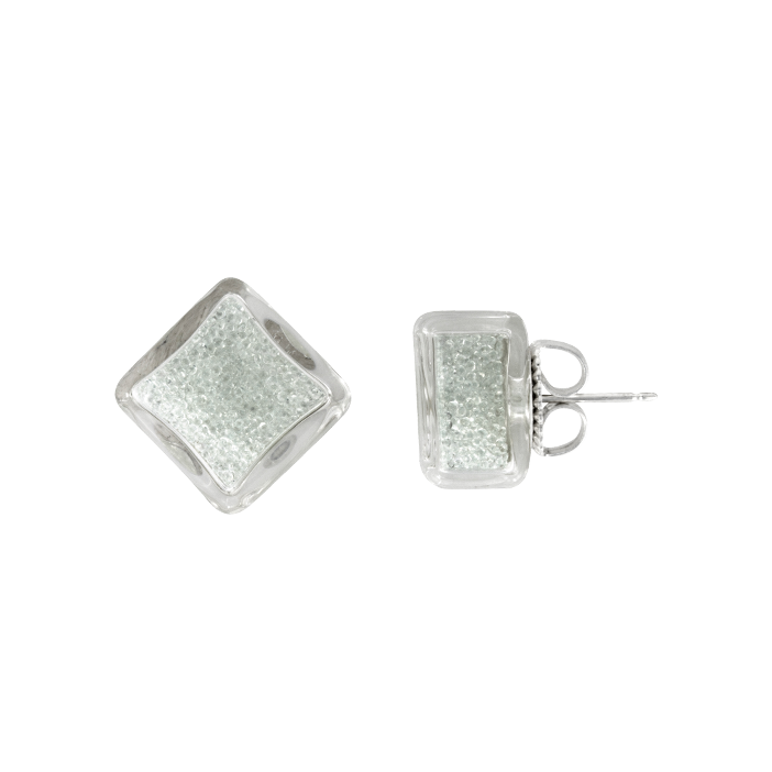 Stud earrings - Carré Billes Crystal