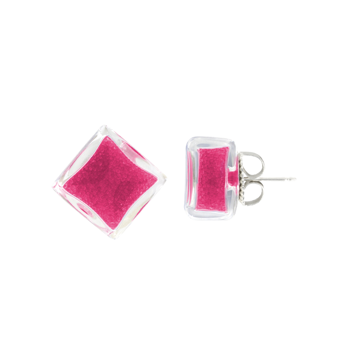 Orecchini a chiodo - Carré Billes Fucsia
