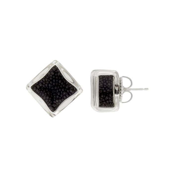Stud earrings - Carré Billes Black