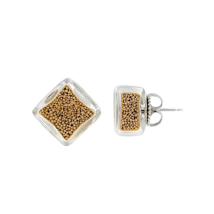 Stud earrings - Carré Billes Gold
