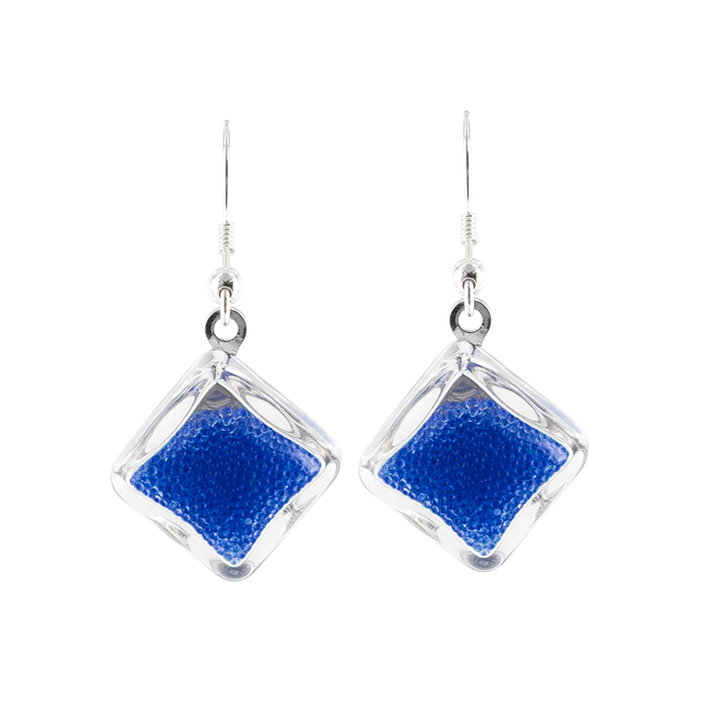 Hook earrings - Carré Billes Dark Blue