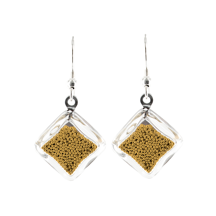 Hook earrings - Carré Billes Gold