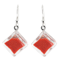Boucles d'oreilles crochet en verre soufflées - Carré Billes